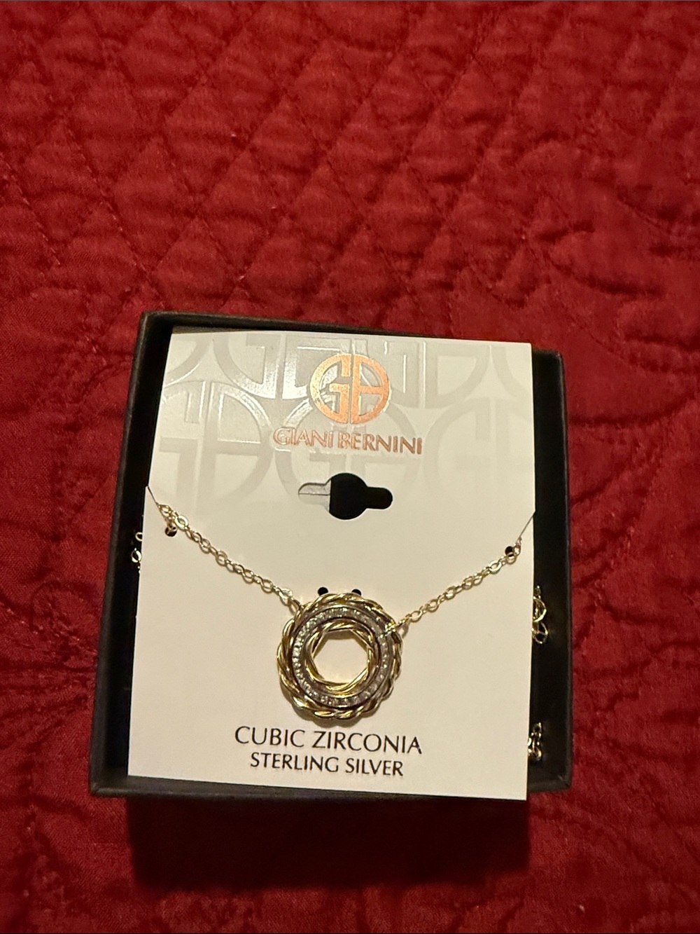 Giani Bernini Two-Tone Gold and Silver Woven Circle Necklace